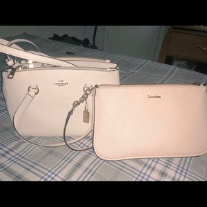 White Coach purse, light pink CK purse